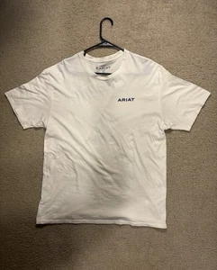 Ariat T-Shirt Mens XL White Blue Logo Graphic Tee Casual Western Workwear - Picture 1 of 7