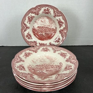 Johnson Brothers Old Britain Castles Pink Windsor Soup Bowl 8 7/8”~set Of 6 - Picture 1 of 5
