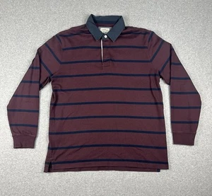 Gazman NWOT Authentic Rugby Collared Sweater Jumper Size L Maroon & Navy Striped - Picture 1 of 10