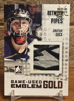 2009 ITG Between the Pipes Game Used Emblem Patch GOLD 1/1 Jonathan Quick M-33 - Image 1 of 4