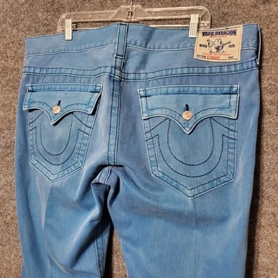 True Religion Jeans Mens Size 42 Blue Straight Flap Pocket Grunge Rock USA Made - Image 1 of 4