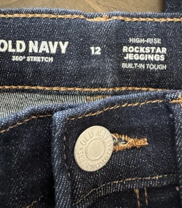 Old Navy 360 Stretch Girls Youth High Rise Rockstar Dark Blue Jeggings Size 12 - Picture 1 of 6