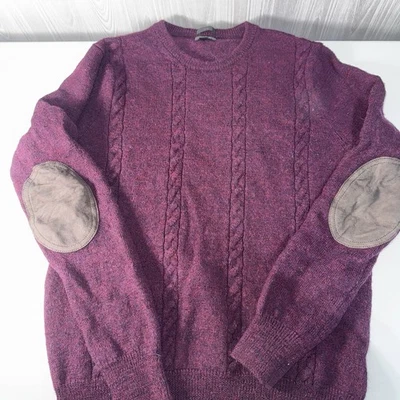 Suéter Pullover J.Crew Lana Merino Granate Sólido Cuello Redondo Calce Ajustado Para Hombres Grande Foto 1 de 4