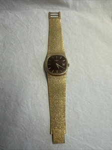 Mens Tiger Eye Hand Wind Wrist Watch Rotary Gold Bark Mechanical 1970s Vintage - Picture 1 of 10