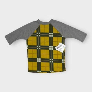 LuLaRoe Kids Sloan Top 4 (3-4) Gray/Yellow Plaid NWT 3/4 Sleeve Unisex - Picture 1 of 6