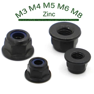 A2 Stainless Steel Flanged Nyloc Nuts Flange Nuts Din 6926 Zinc Black M3 M4~M8 - Picture 1 of 7