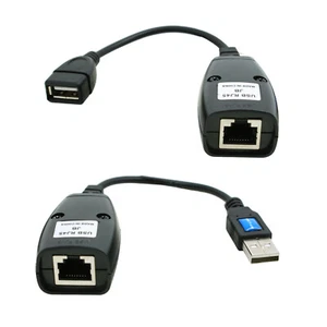 USB Extension Ethernet RJ45 Cat5e/6 Cable LAN Adapter Extender Over Repeater Set - Picture 1 of 5