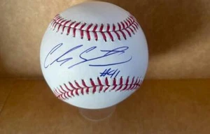 CARLOS SANTANA CLEVELAND GUARDIANS SIGNED AUTO M.L. BASEBALL BECKETT AUTH - Picture 1 of 2