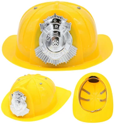 ILOVEFANCYDRESS™ FIREFIGHTER HELMET YELLOW PLASTIC HAT FIREMAN CHILDS ADULTS FANCY DRESS COSTUME
