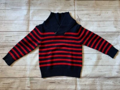 Suéter tejido con cable Oshkosh b'gosh para niños talla 6 a rayas azul y rojo Foto 1 de 4