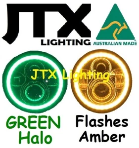 7" Headlights GREEN Halo Flashes AMBER on turning Dodge Plymouth Breeze Phoenix - Foto 1 di 12