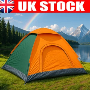 UK 3-4 Man Outdoor Automatic Instant Double Layer Pop Up Camping Tent Waterproof - Picture 1 of 9