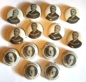 Political Buttons President Warren Harding President Herbert Hoover from 1968 - Picture 1 of 9