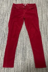 Lauren Conrad Women's Red Skinny Velvet Feel Corduroy Pants Size 6 Pockets - Picture 1 of 10