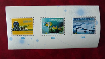 France Feuillet 3 vignettes le Salon Du Timbre 2004 - 2006 - 2008 NEUF++ - Photo 1/4