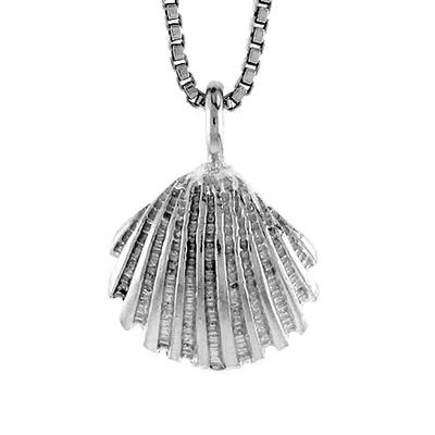 Argento Sterling Conchiglia Ciondolo IN Conchiglia/Ciondolo,Italiano Scatola - Immagine 1 di 2