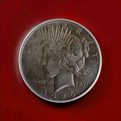 1926-P  Peace Silver Dollar ANACS Graded AU 58 Wire Brush Condition. - Image 1 of 4