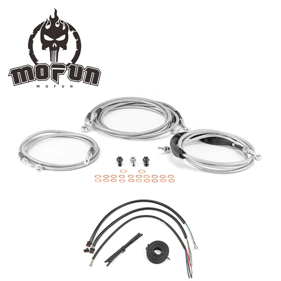 MOFUN 16" 18" Handlebar Extension Brake Clutch Cable For Harley FLHTKL 14-16 ABS - Imagem 1 de 4