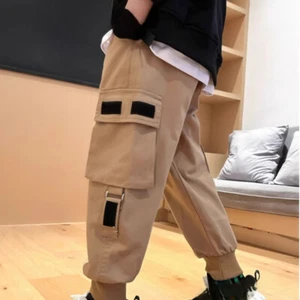 Kids Boy Cargo Pants Casual Harem Trousers Multi Pockets Sports Running Loose - Picture 1 of 12