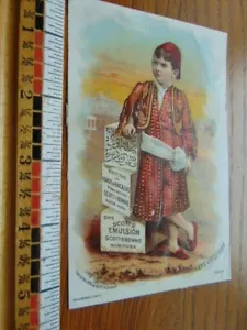 Victorian Trade Card - Scott's Emulsion - Junge mit Fez - Copyright 1889 - Bild 1 von 2