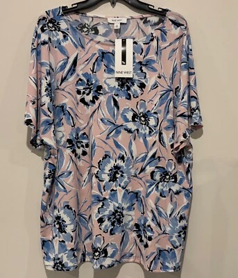 Blusa túnica top estampado floral multicolor talla grande 2X Nine West para mujer nueva con etiquetas Foto 1 de 3