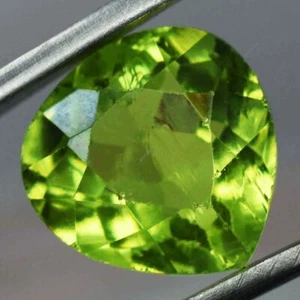 Piedra preciosa suelta rara natural corte pera verde peridoto certificada 8,05 quilates - Imagen 1 de 11