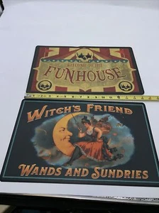 Halloween metal signs Welcome to the Funhouse Witches Friend Wands And Sundries - Picture 1 of 4