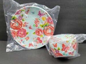 Celebrate Summer Together Floral Melamine 11" Plates(4) /6" Bowls (4) Set Of 8 - Picture 1 of 7