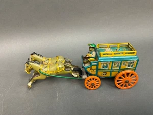 Vintage Japan Blech Litho Friktion Western Kentucky Postkutsche funktioniert 9" - Bild 1 von 12