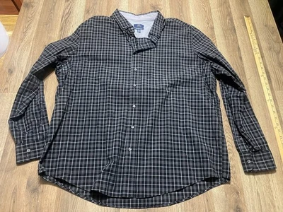Camisa George, Para Hombre Talla 2XL, Gris Negro A Cuadros Manga Larga Abotonada Calce Clásico Foto 1 de 4
