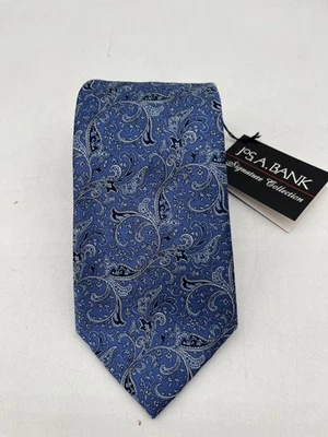 Nuevo con etiquetas Jos. A. Banco Signature Colección Azul Floral 100% Seda Mano Hecho 58"X3.5 Foto 1 de 4