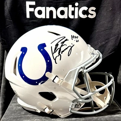 Casco Peyton Manning Autografiado Inscrito Tamaño Completo Sobre el Campo Auténtico Colts Foto 1 de 4