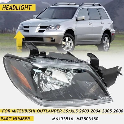 Headlight For Mitsubishi Outlander LS/XLS 2003-2006 Halogen Passenger Right Side - Image 1 of 4