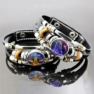 Sternzeichen Geist Armband, Perlen 12 Sternbilder Sternzeichen Lederarmband - Bild 1 von 25