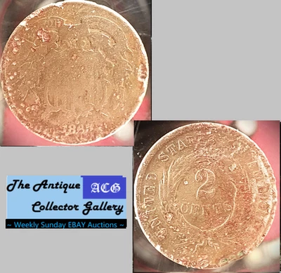 1865 US Copper Two Cent Piece 🪙 Civil War Era 🪙Antique🪙 - Image 1 of 4