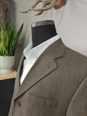 🇺🇲 Bachrach Men's Three Button Wool Sports Coat Made In Canada 40R Taupe - Image 1 of 4