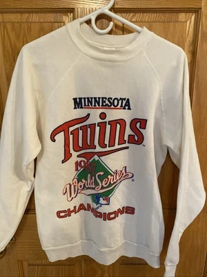 Vintage Minnesota Twins Sweatshirt Mens Large Pullover World Series 1987 White  - Image 1 of 4