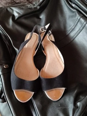 Aldo Wildleder Gr 40 Schwarze Flache Slingbacks - Bild 1 von 4