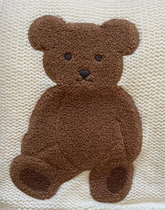 NEW RARE POTTERY BARN Teddy Bear Heirloom Kid Throw Knitted Plush Blanket 40x50 - Picture 1 of 14