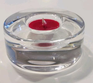 ORREFORS PUCK TEA LIGHT HOLDER ART GLASS SWEDEN VOTIVE 3.75" DIAMETER 1.5" TALL - Picture 1 of 6