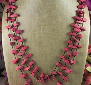 hand knot multi strands rose pink howlite stone necklace//(y101-w1.5) - Picture 1 of 2