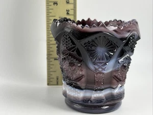 Imperial Glas Hobstar & Arches Zahnstocherhalter Schlacke Glas Deep Purple - Bild 1 von 10