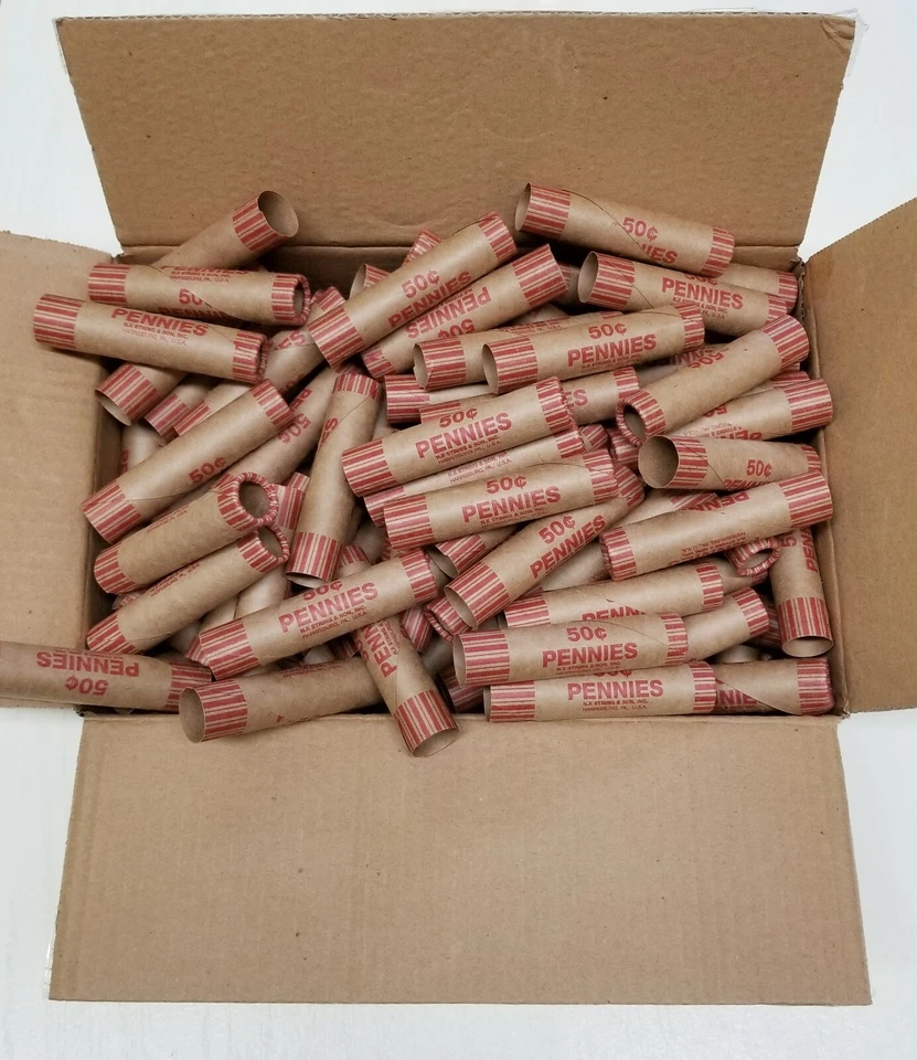 160 rollos preformados envoltorios de monedas de centavo tubos de papel para centavos (tiene 50 centavos) Foto 1 de 1