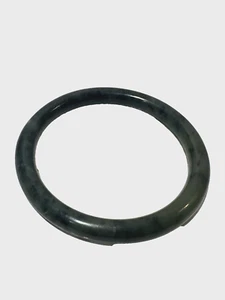 Vintage Natural Dark Green Swirl Jade Jadiete Stone Round Bangle Bracelet - Picture 1 of 11