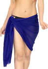 LA LEELA Sheer Chiffon  Nightwear Women Sarong Solid 78"X21" Royal Blue_254