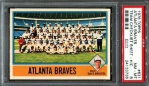 Lista de verificación del equipo Topps Braves 1976 corte a mano #631 pop 2 PSA 8 - Imagen 1 de 2