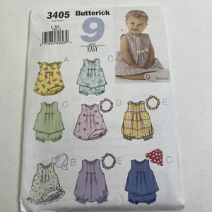 Butterick 3405 Dress Top Bubble Romper Bloomers Hat Headband Babies L XL Pattern - Picture 1 of 12