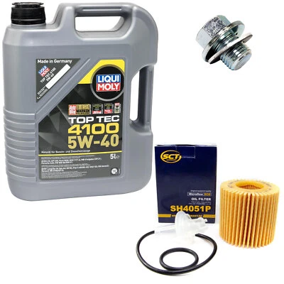 Motoröl Set 5W-40 5 Liter + Ölfilter SH 4051 P + Schraube für Daihatsu Lexus CT - Bild 1 von 4