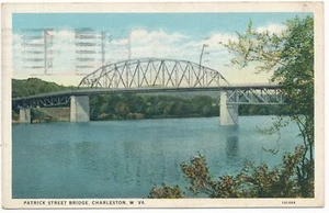 Patrick Street Bridge Charleston West Virginia WV Kanawha River Posted 1935 - Picture 1 of 2