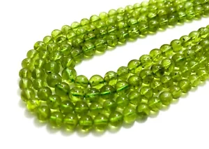 AAA+ Top Grade Natural Green Peridot Smooth Polished Round Gemstone Beads RN193 - Picture 1 of 4